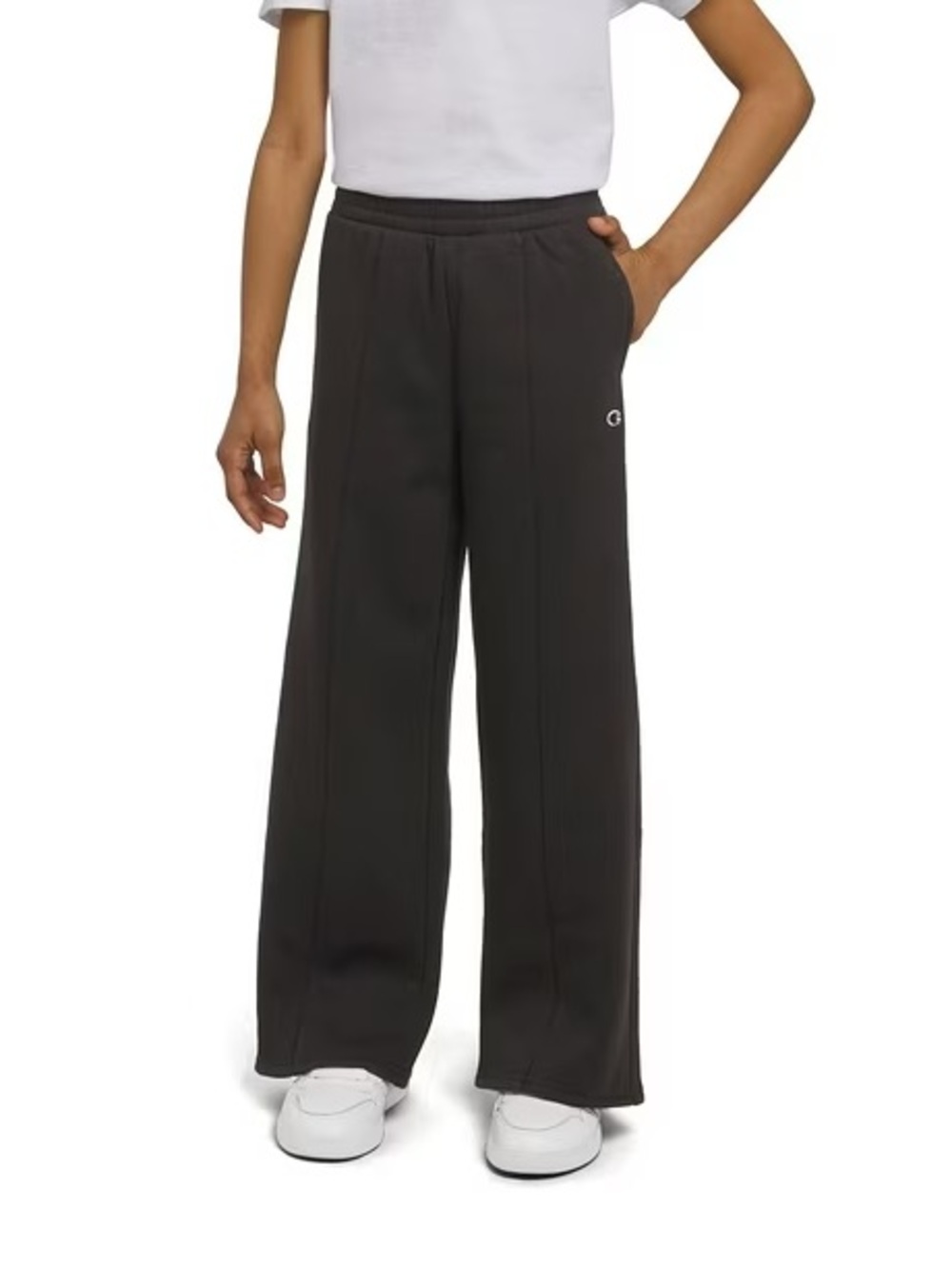 Champion girls logo Wide-Leg Sweatpants fleece joggers elastic black warm flare